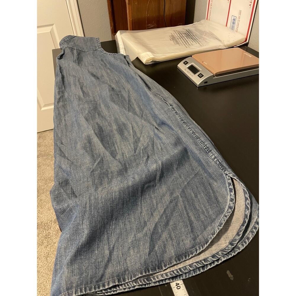 Eileen Fisher Shirt Dress Womens Large Blue Denim Tencel Sleeveless Button Front - Picture 6 of 7